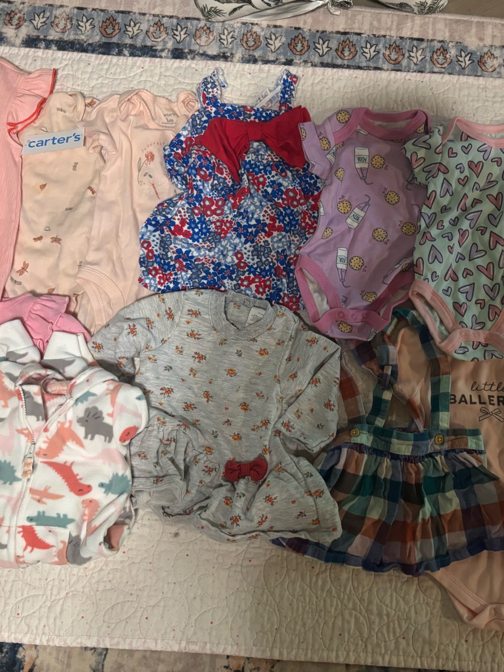 Mixed Baby Girls clothes bundle - Pink, Peach, Floral & Patterned